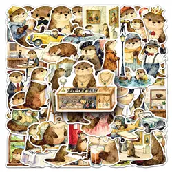 Cartoon Otter Stickers Set - Cute Animal Waterproof Decorative Stickers for Phone, Computer, and Stationery (50PCSX2 Set)