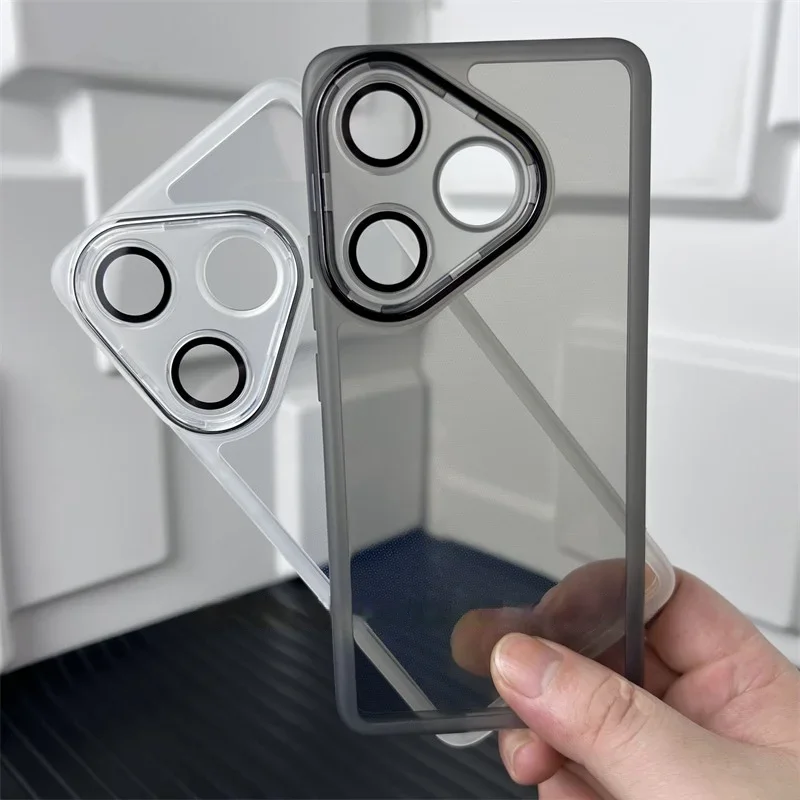 Shockproof Soft Silicone Transparent Phone Case with Lens Protector Film