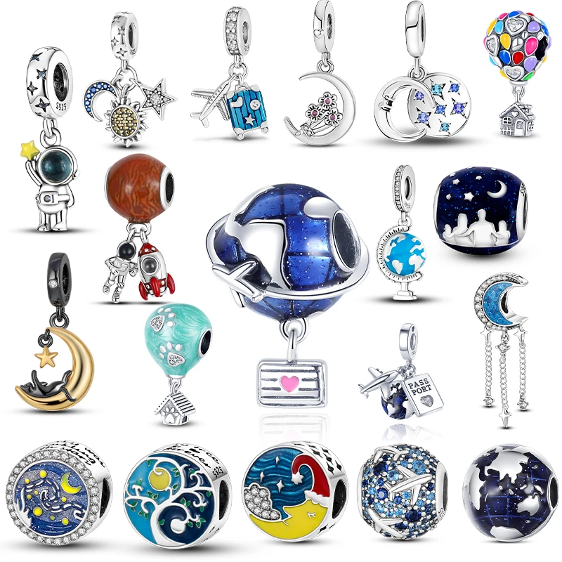 

New Hot Sale 2022 Trend 925 Sterling Silver Moon Space Collection Beads for Original Pandora Bracelet Pendant Necklace Jewelry