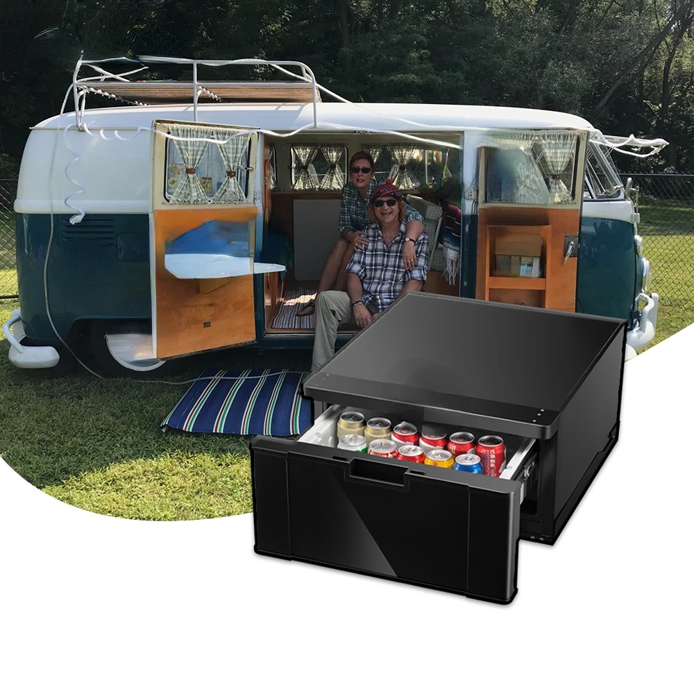 New design Auto Parts Portable Outdoor using 12V 24V drawer car refrigerator fridge for caravan 40L -16 Low Consumption Quite