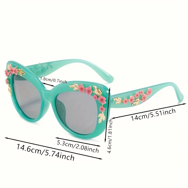 1pc-Rose Fancy Decorative Eyewear Fashion Retro Design Flower Sunglasses Women Vintage Metal Pink Flores Cat Eye Sun Glasses
