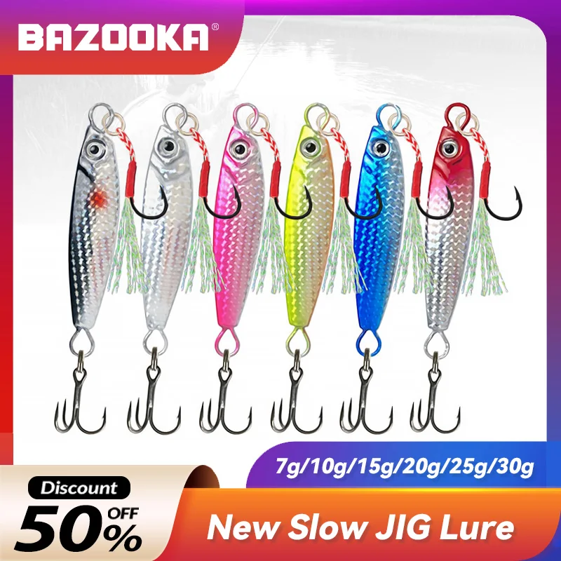 

Bazooka Slow Jig Fishing Lure Hard Jigging Bait Spoon Lead Metal Trolling Jighead Sinking Boat Bass Trout Sea Pike Carp Winter