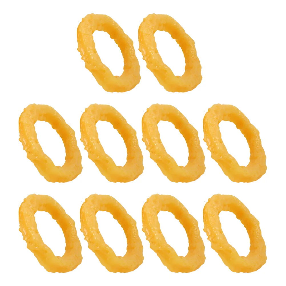 

10 Pcs Food Lifelike Squid Rings Simulation Fake Artificial Decor Wear-resistant Photo Prop Model Fried