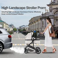 Poussette de luxe 3-en-1 avec siège auto pour nouveau-né, landau tout-terrain, poussette de voyage pour bébé avec amortisseurs et cadre en aluminium 8
