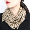 Fashion Leopard Print Square Silk Scarf 60x60cm Summer Thin Chiffon Shade Sunscreen Scarves Neck Guard Woman's Shawl V18 4