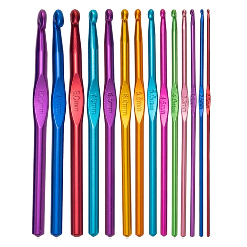 Stainless Steel Crochet Set Hooks Needles Alumina Knitting Hooks 2-10mm Yarn Needle Multiple Sizes Metal Sewing Accessories Tool