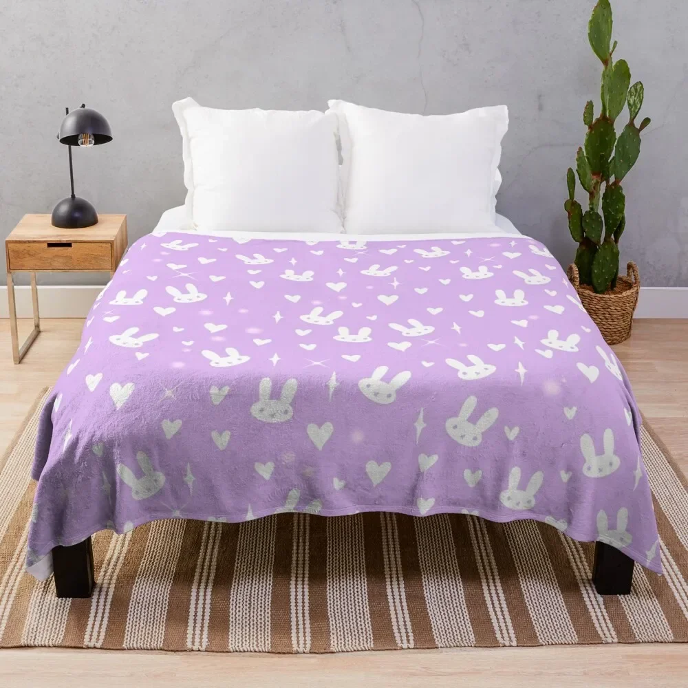 

purple bunny Throw Blanket Bed Fashionable anime Picnic Blankets