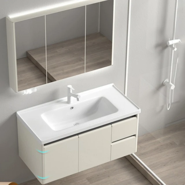 Moisture-proof Bathroom Cabinet Nordic Cream Wind Wash Bathroom Cabinet Intelligent Bathroom Furniture Armadio Da Bagno XYYSG 1