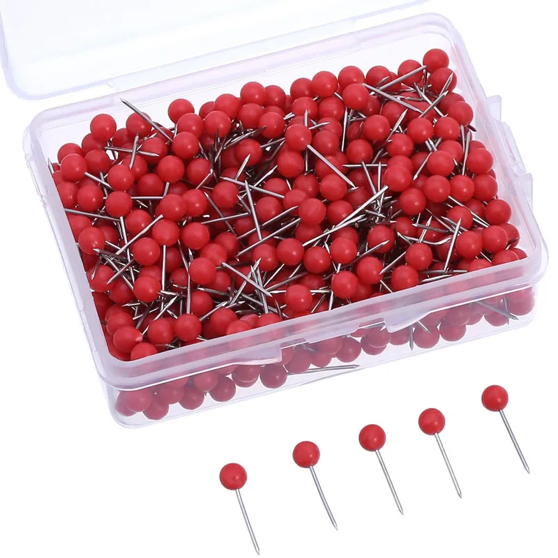 Multi Color Push Pins 300Pcs Round Ball Head Decorative Push Pins Map Thumb Tacks for Travel Map Art Picture Canvas Bulletin Cork Board Wall DIY Craft