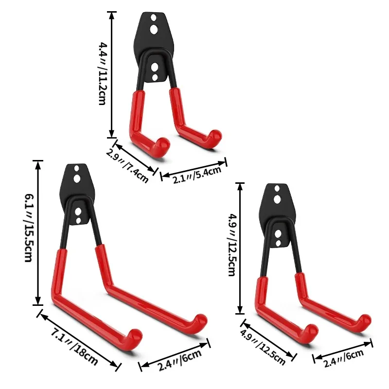 Heavy-Duty Wall-Mounted Non-Slip Metal Hook Set for Garage and Garden Tool Storage