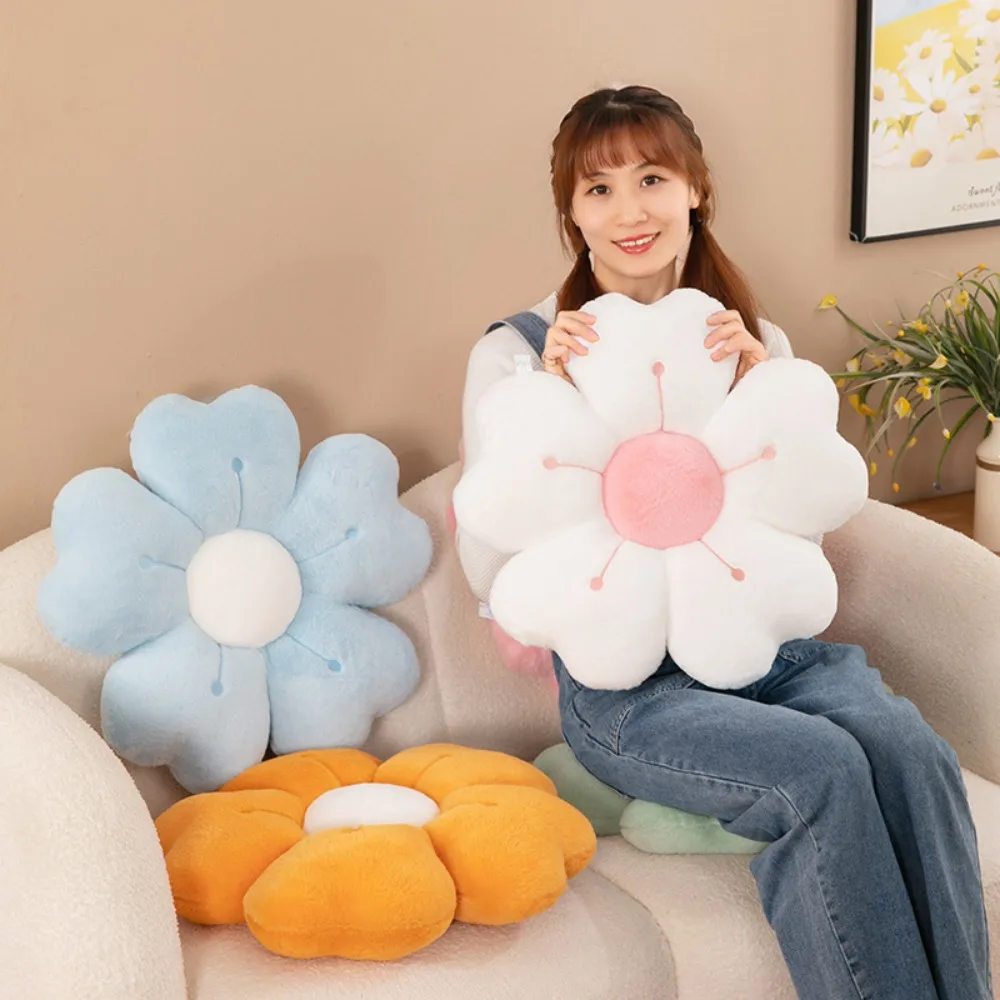 Kids Toy Plush Cherry Blossom Pillow Soft Flower Shaped Seat Cushion Easy Rebound Thickened Chair Cushion Bedroom