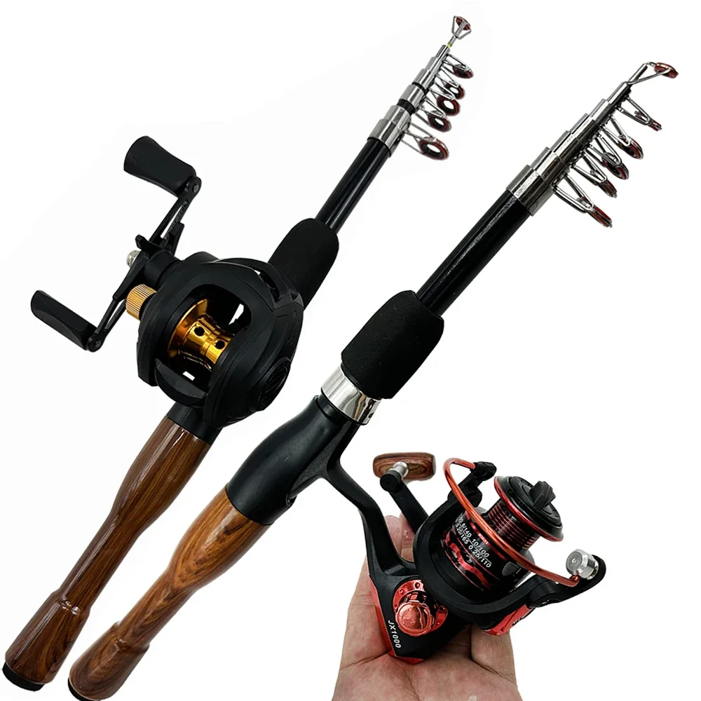 Baitcasting Combo Telescopic Fishing Rods and Reels Max Drag 8kg