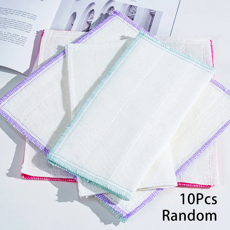 10pcs Soft Bamboo Fiber Dishcloth Multi-purpose Super Oil Absorbent No Trace Quick Drying Dishcloth White Kitchen Cleaning Towel 10pc kitchen cleaning towel cotton dishcloth 5 8 layers super absorbent non stick oil reusable cleaning cloth kitchen dish towel