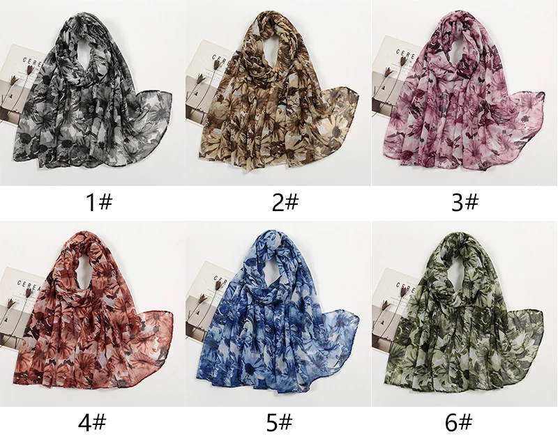 Printed Cotton Viscose Hijab For Women Muslim Scarf Long Shawl Bandana Foulard Islamic Turban Headband Wrap Floral Headscarf muslim headwear head scarf hijab headscarf shawl scarf female head wraps