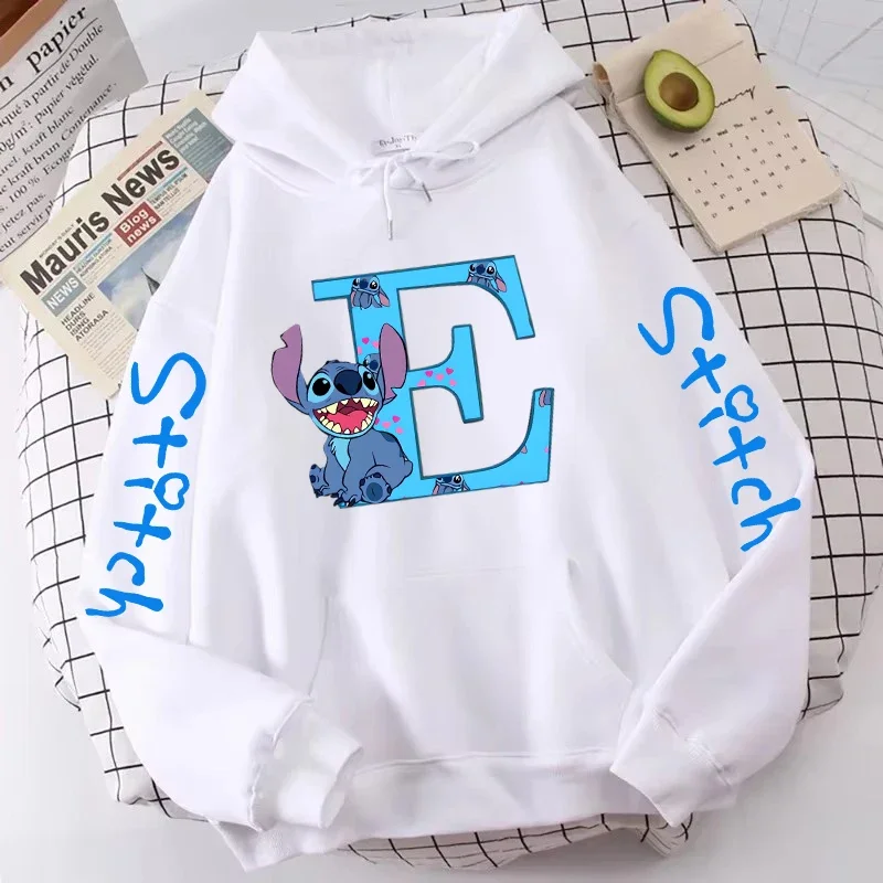 kawaii Hoody Sweatshirts Women's Hoodies Cute Kawaii Disney Lilo & Stitch 26 English Letters Print Hoodie Couple Streetwear 6