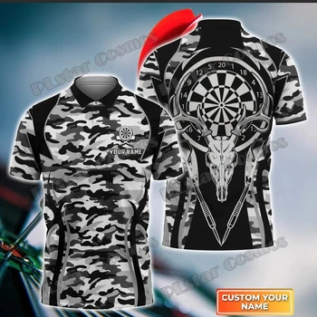 Nome personalizzato Camo Darts Pattern 3D stampato Polo da uomo Summer Street Casual t-Shirt shirt per Dart Team Player WK55