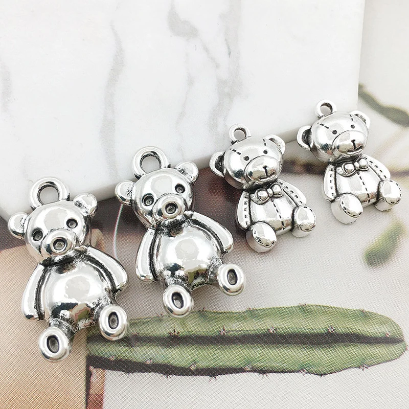 

10pcs Y2k Fashion 3D Cute Bear Pendant Alloy Charm Design Jewelry Handmade Metal Charms Decoration For Gifts