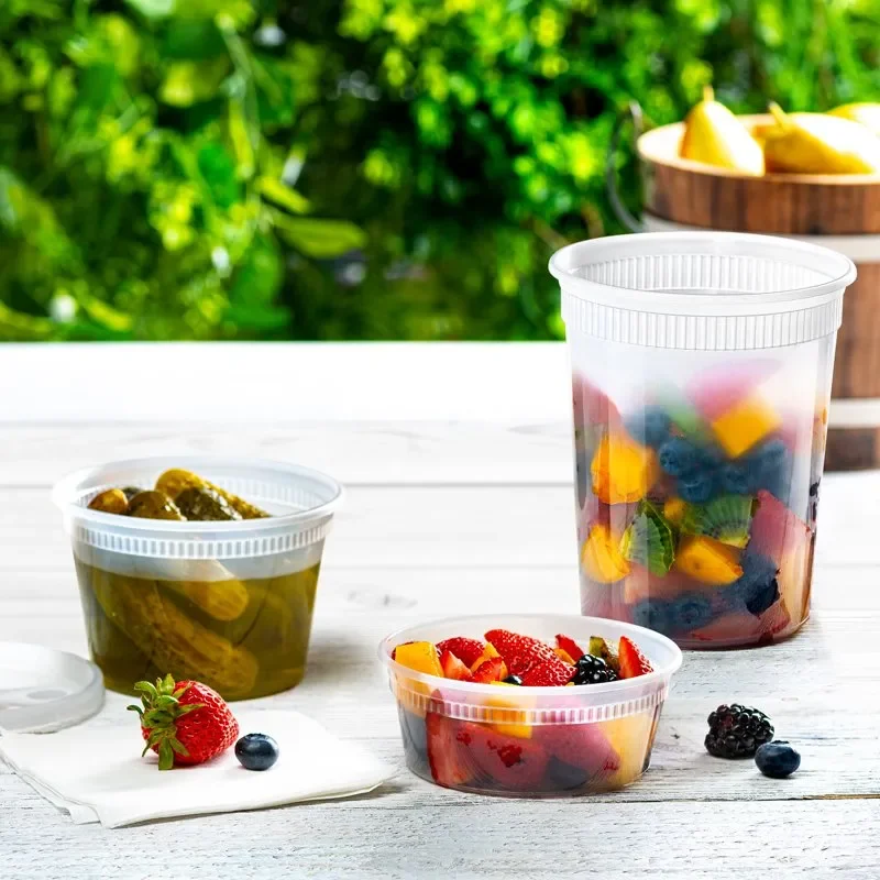 [Heavy Duty] All Sizes - Clear Deli Plastic Containers w/ Lids and Airtight for Food/Soup - 16oz 48