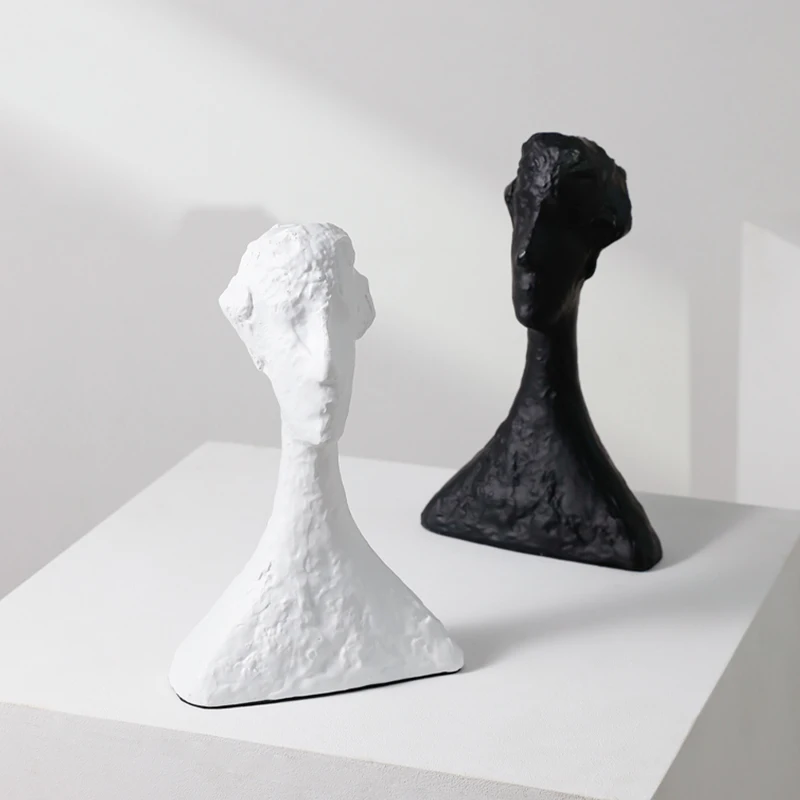 

Modern Abstract Black and White Figure Statue Creative Home Living Room Decorations Office Nordic Minimalist Art Resin Ornaments