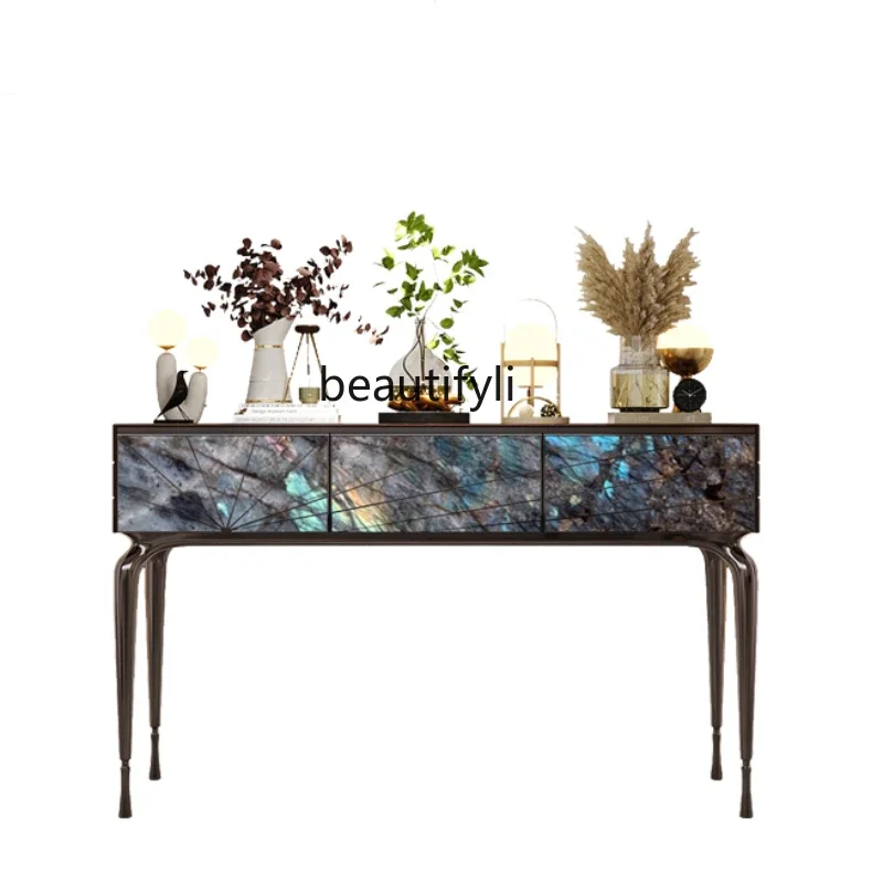 

Affordable Luxury Style Console Italian Minimalist Entrance Foyer Curio Cabinet Side View Furniture Console Tables