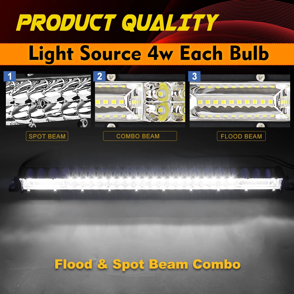 HAOLIDDE 듀얼 로우 14인치 20인치 26인치 32인치 LED 라이트 바 화이트 라이트 콤보 빔 4x4 LED 바 12V 24V IP68 자동차 오프로드용