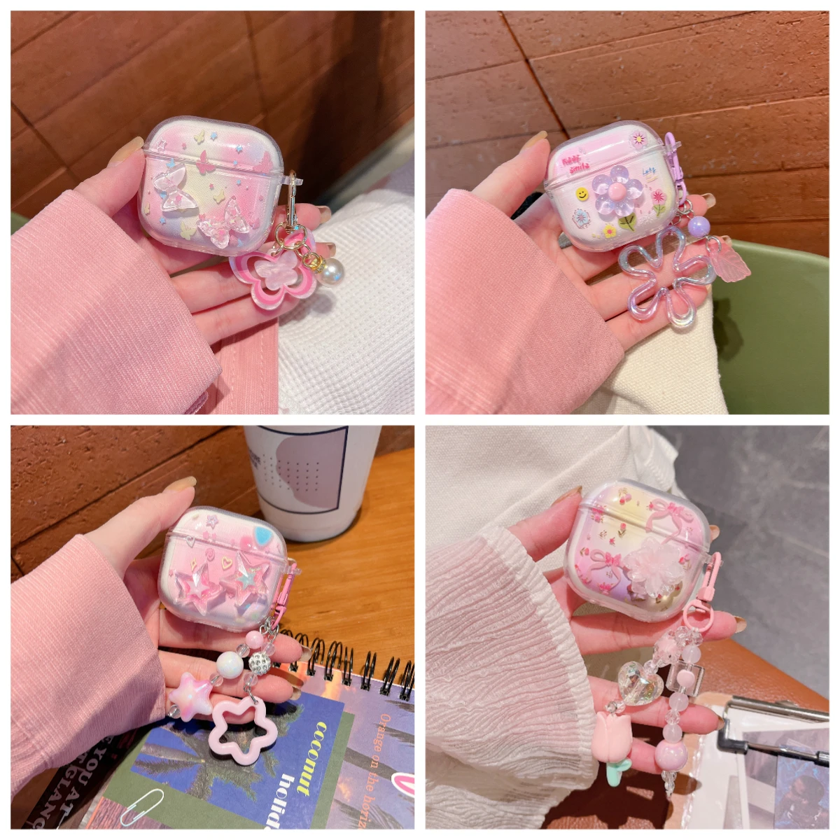 Cute Star Butterfly Flower Earphone Protective Cover with Pendant - TPU Case