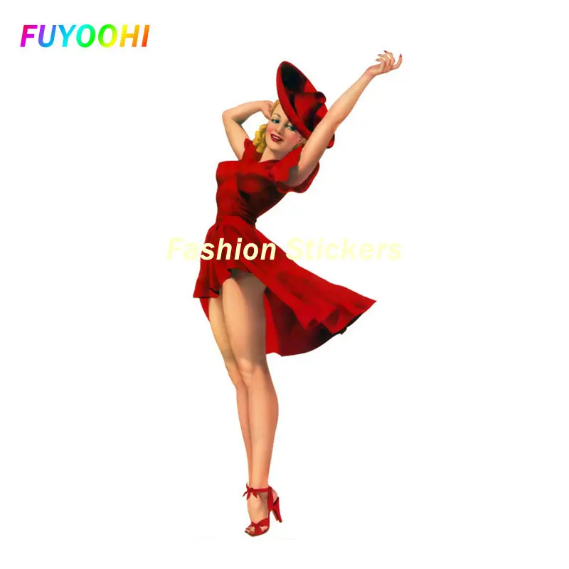 Fuyoohi Play Stickers Mobil Varas Merah Berarti Go Pin Up Girl Stiker Vinil Aksessori Mobil Motor Jdm Auto Moto Decalcomanie