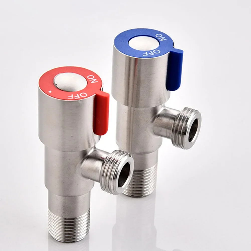 Faucet Valve Stainless Steel Angle Valve Cold Hot Water Stop Durable Bathroom Basin Faucet Valve Toilet Sink Replacement