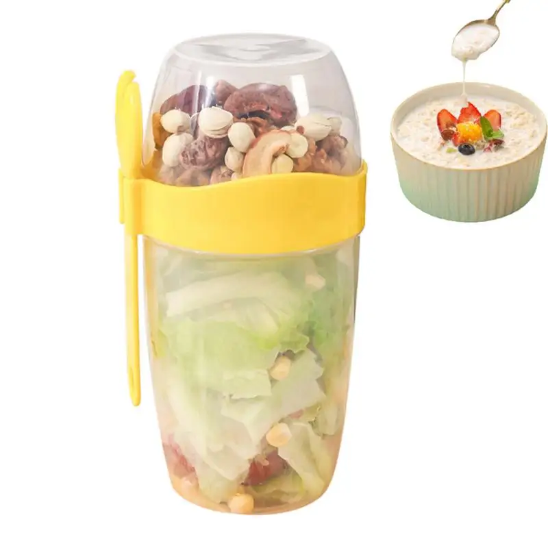 

Double Layer Overnight Oats Jars Double Layer Yogurt Container Wear-Resistant Oats Container Cereal And Milk Container For Meal