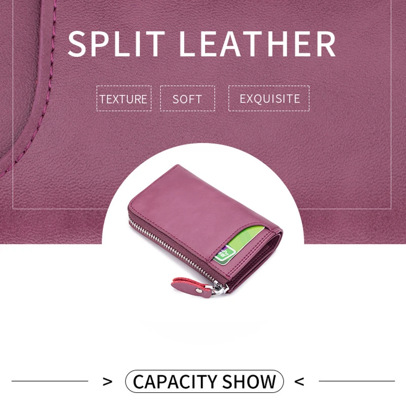 Solid Color Women Men's Key Card Bag High-Quality Multi-Function Key Box Car Key Chain Wallet Mini Card Bag Key Clip