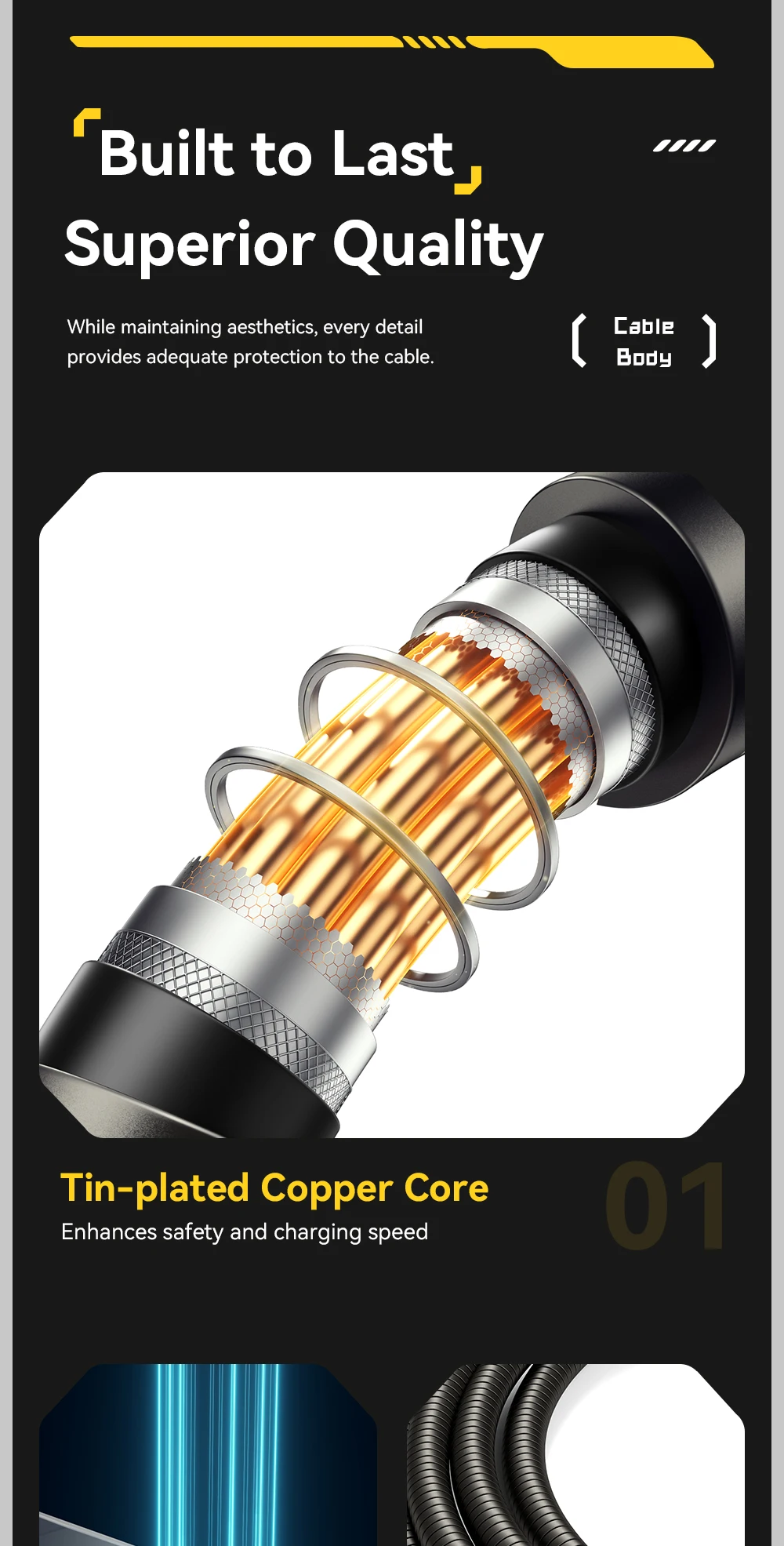 240W Super Fast Charge Type-C Cable 100W Fast Charging Stainless Stee Data Wire