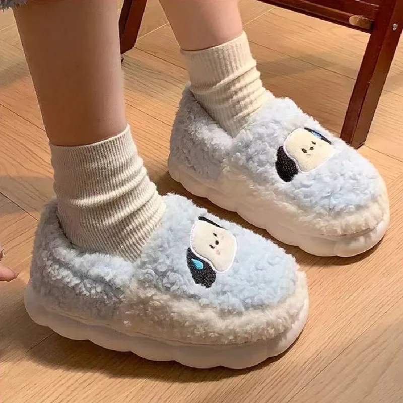 

Sanrio Pochacco Cartoon Anime Winter 2023 New Cotton Slippers Indoor Home Girls Warm Thickened Plush Shoes Kawaii Birthday Gifts