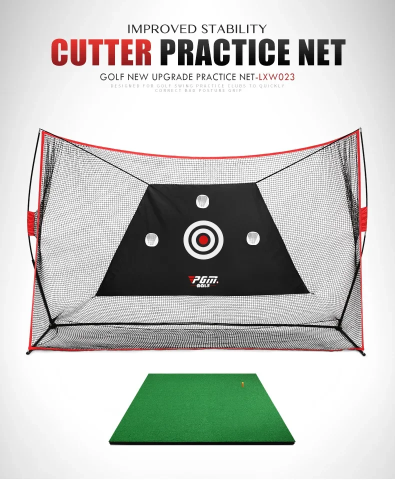 PGM 3m Big Golf Net Trainer Set Holder Shelf Indoor Outdoor Multi-function Swing Cutting Chipping Practice Accessories LXW023