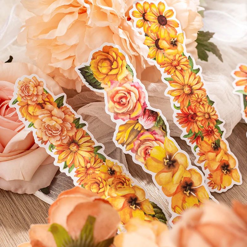 

10 Sheets flowers crystal literary and art colourful ink scenery washi stickers decorative stickers crushed flowers 6 Options