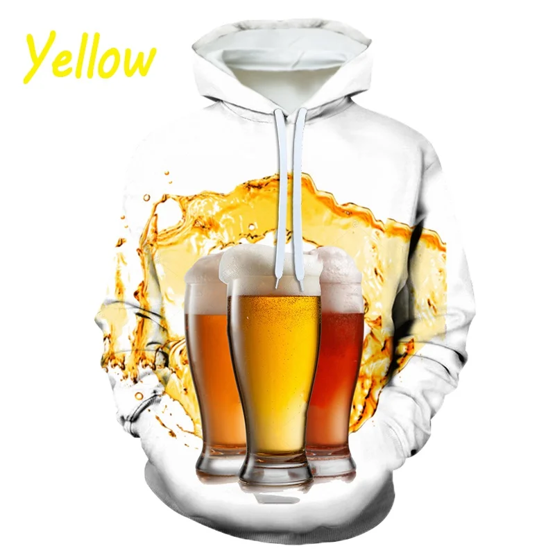 Fashion Men's Cool Hood Sweatshirt Celebrating Beer Festival 3D Printing Hoodie Creative Casual Street Sweater Clothing Tops