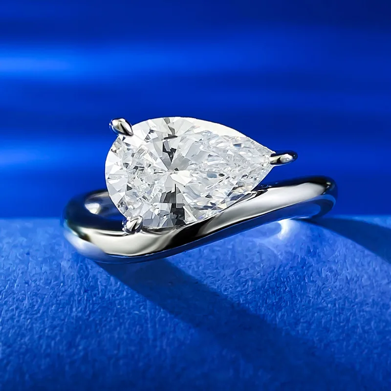 

S925 Серебряное кольцо в виде капли, искусственное с 2 каратами, персонализированное и Стильное универсальное кольцо, бутиковые ювелирные изделия для женщин