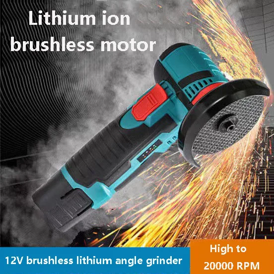 12V Mini Brushless Angle Grinder with Rechargeable Lithium Battery Cordless Polishing Machine Diamond Cutting with Accessories 2