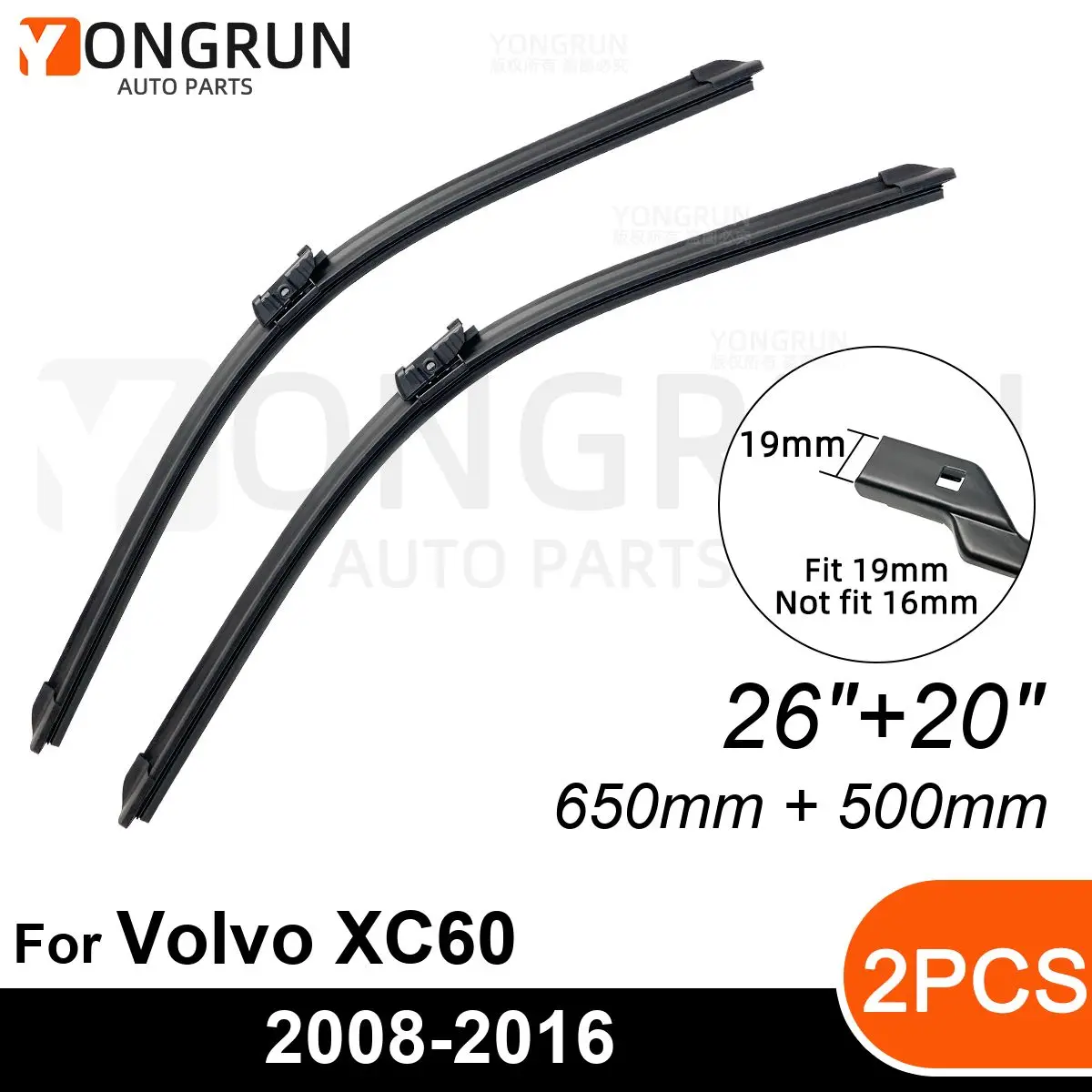 

Front Wipers For Volvo XC60 2008-2016 Wiper Blade Rubber 26"+20" Car Windshield Windscreen Accessories 2011 2012 2013 2014 2015