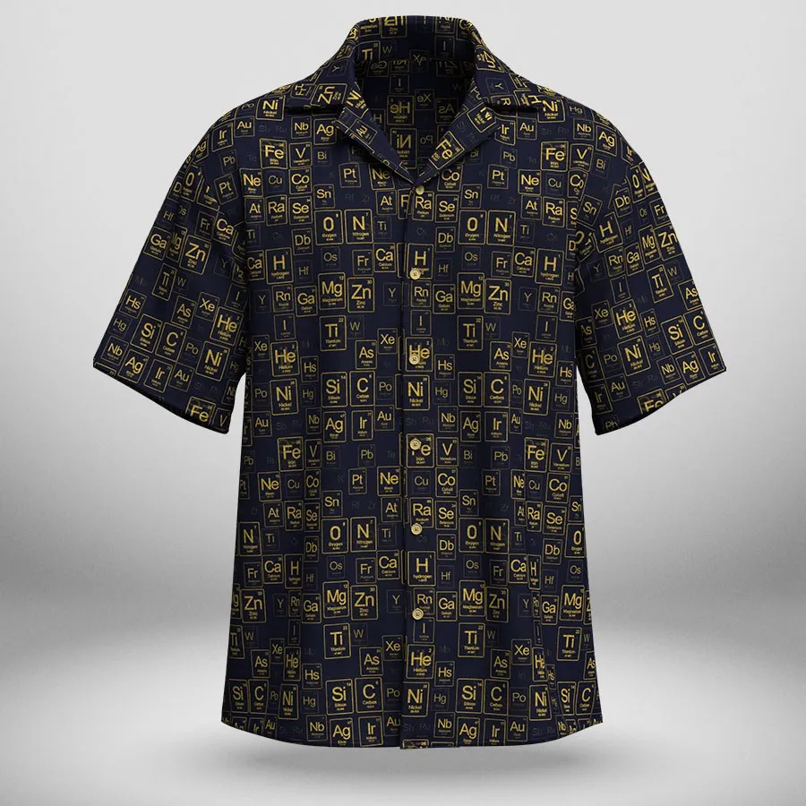 

Men's clothing shirts Chemical Elements Hawaiian Shirt Summer black letter print regular short-sleeved V-neck casual top