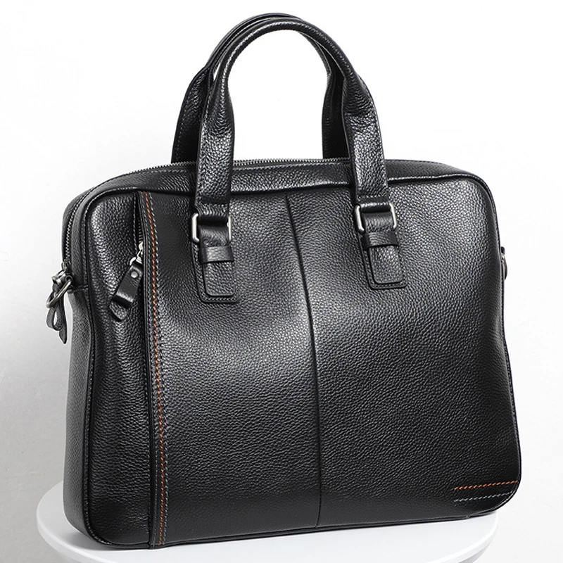 

Деловой портфель из натуральной воловьей кожи для ноутбука 15 дюймов, мужская повседневная вместительная сумка, мужская сумка через плечо, сумка на плечо M506