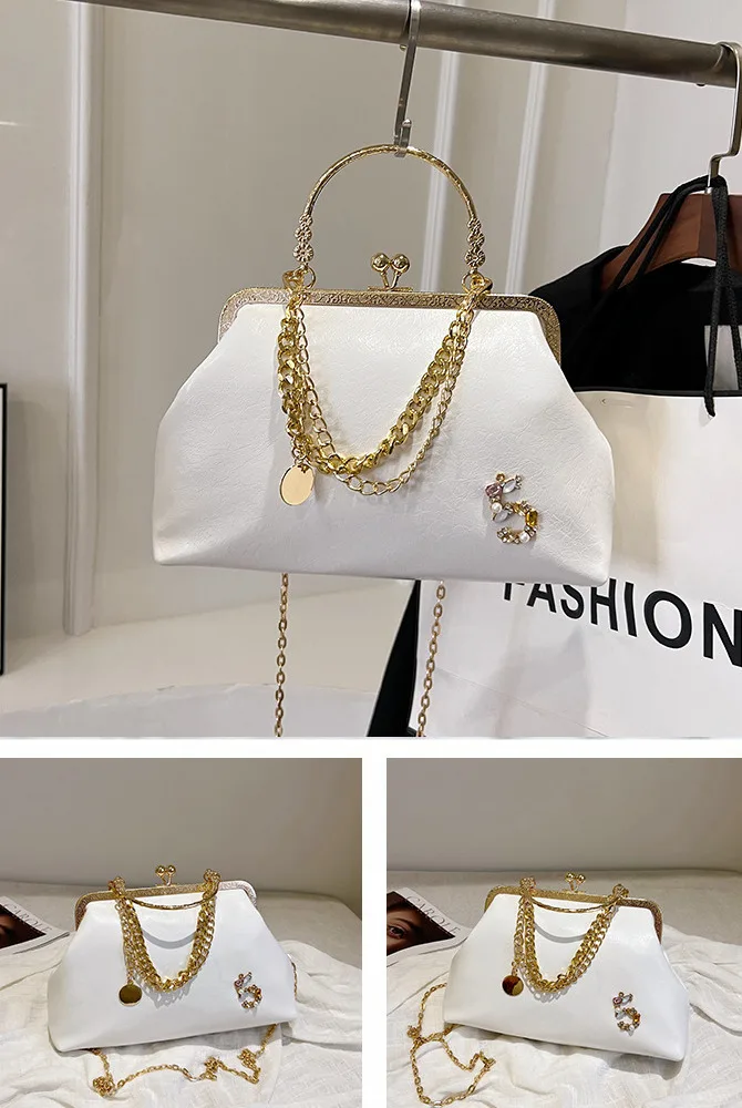 Damska 2023 Nowa Złota Usta Modna Torebka Łańcuchowa Na Jedno Ramię Torebka Kolacyjna_voghion.com