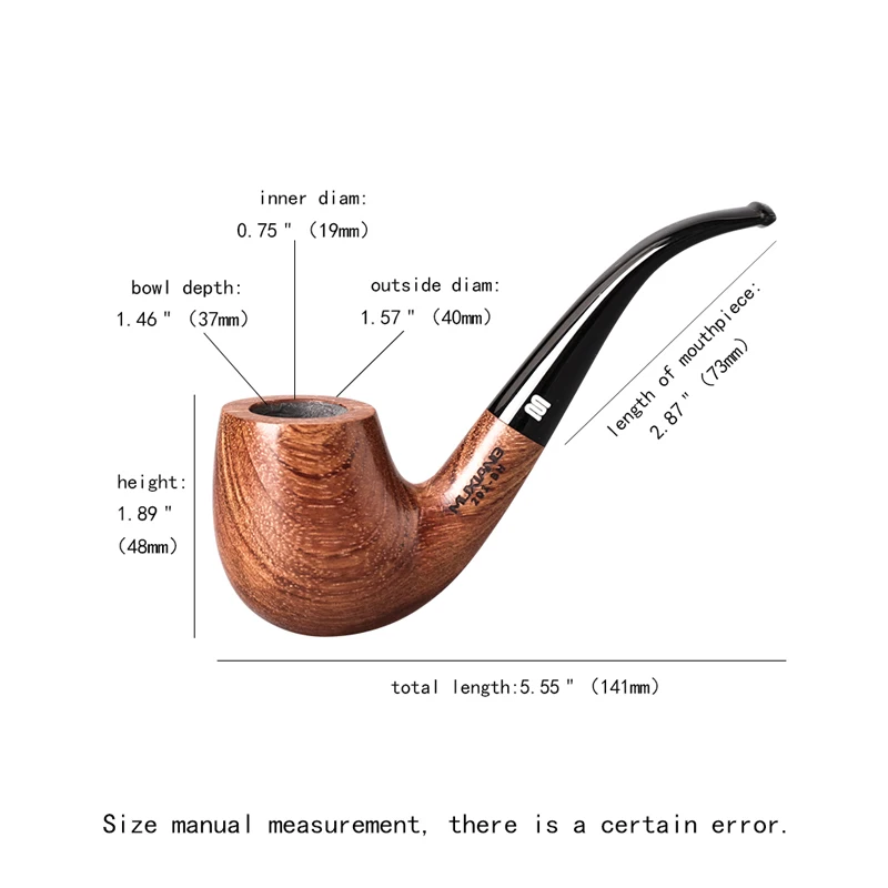 Ambila Smoking Pipe ,  African Rosewood Tobacco Pipe ,  9MM Filter Solid Wood Dry Pipe Smoking Craft ,  Pipe with Cleaning Kit 2