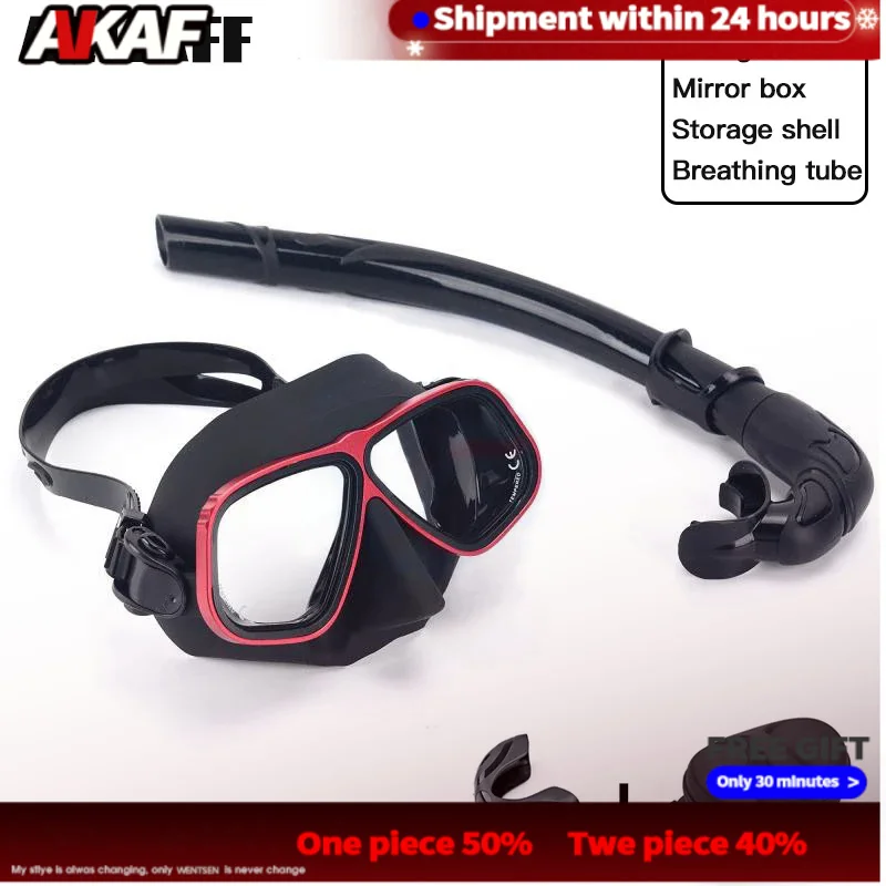 NEW Low volume aluminum alloy scuba dive mask Breathing Tube kits snorkel equip full face free diving goggles for Adults