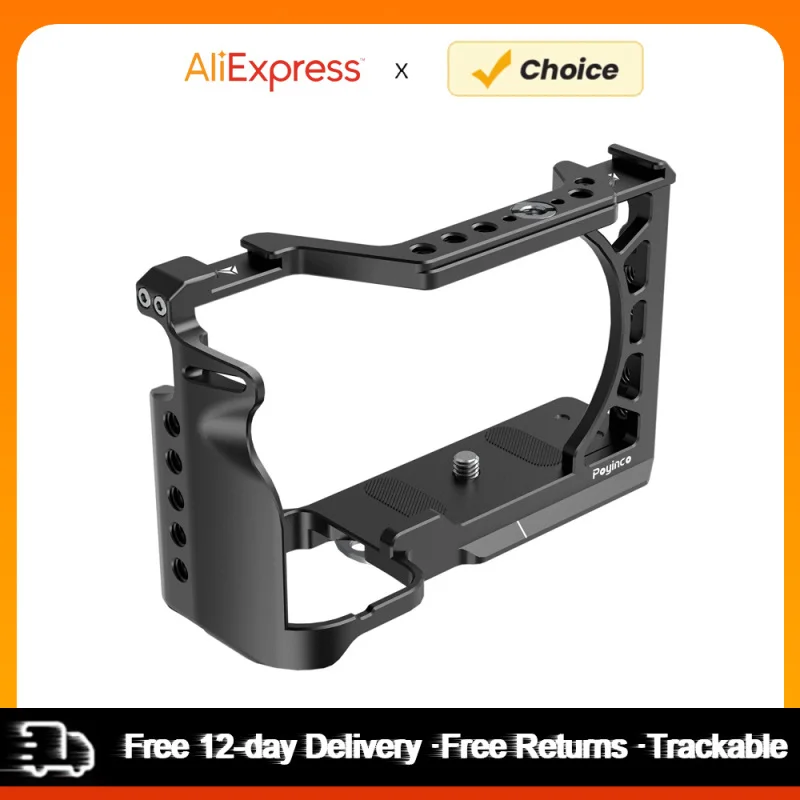 Gabbia Per Fotocamera Con Impugnatura Laterale In Legno | Supporto Per Accessori DSLR | Lega Alluminio E Palissandro