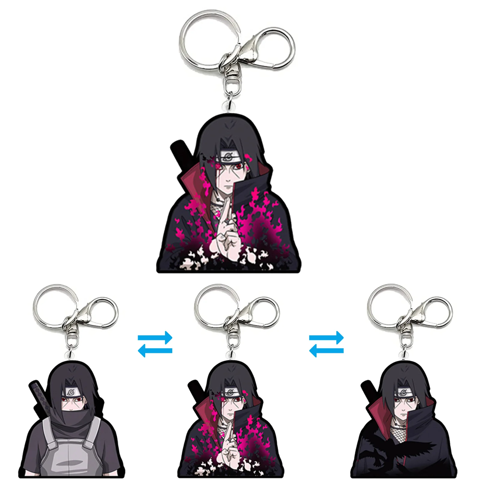 

Anime NARUTO Uchiha Itachi Motion Key Chains Acrylic Keychains Bag Pendant Car Keyring Anime Peripherals Gift Anime Ornament