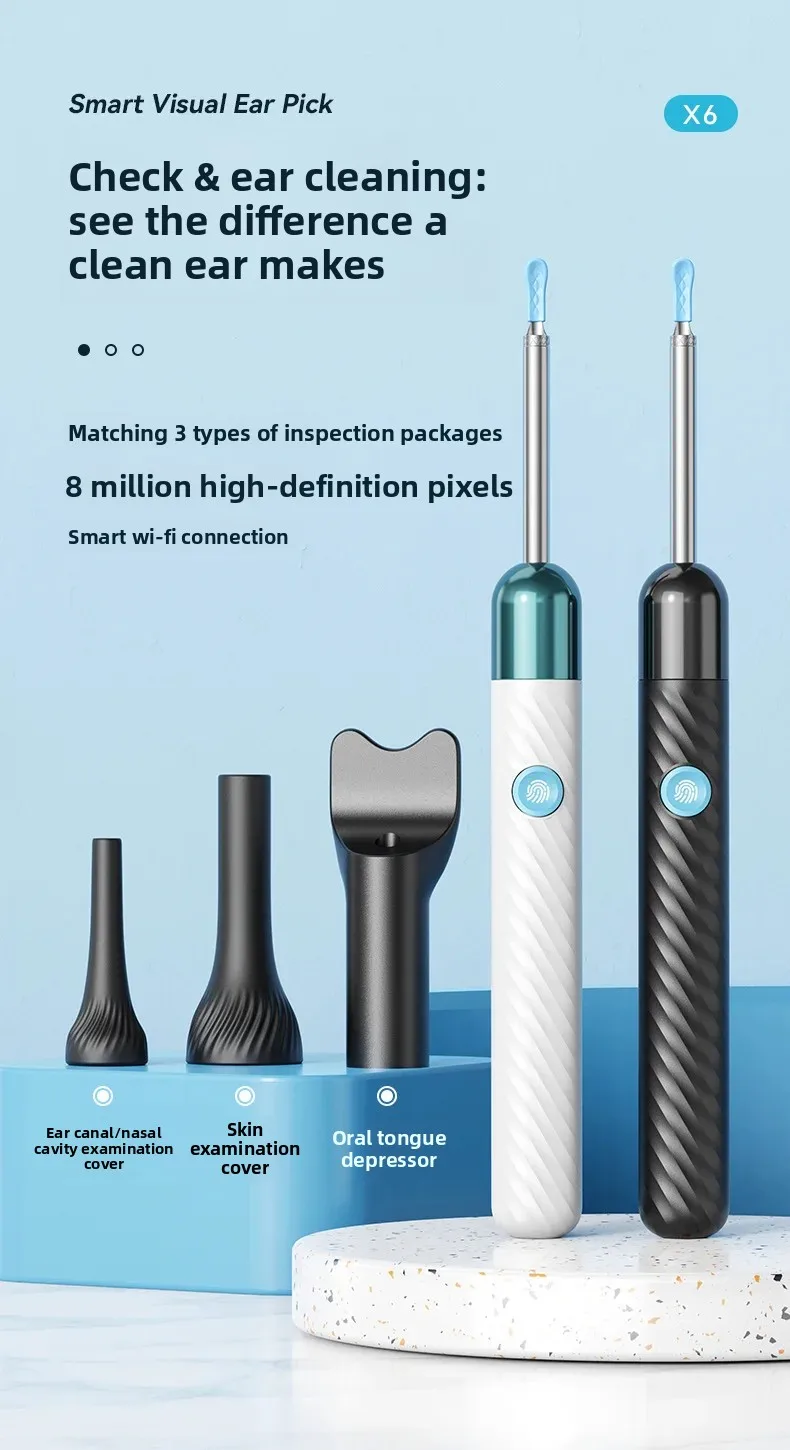 Wireless Otoscope With Camera 1296p Hd Ear Cleaner Tool Kit_voghion.com