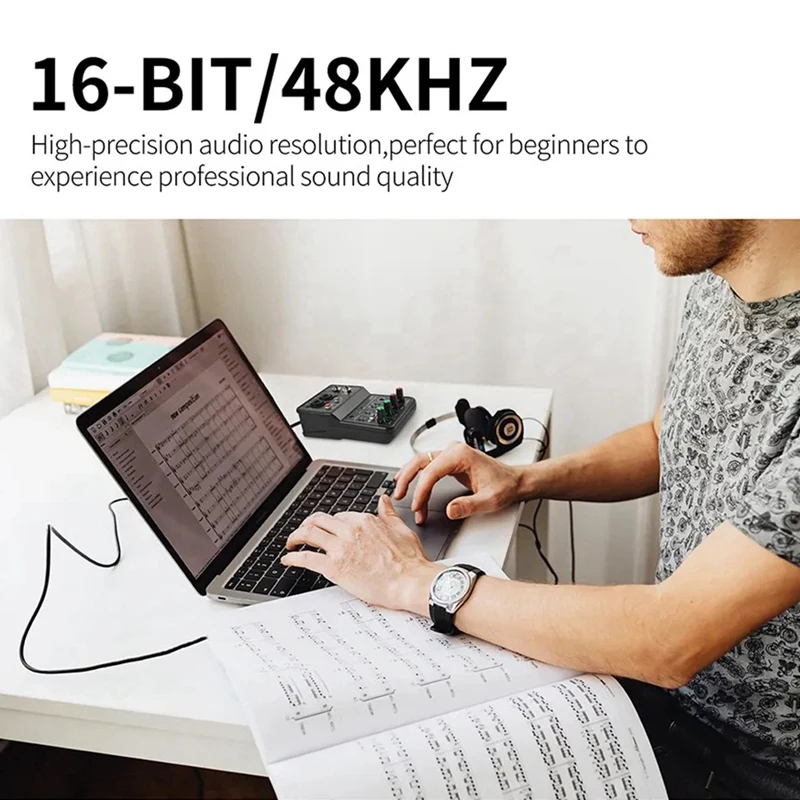 New-A47Q-Professional Audio Mixer Sound Card With Monitor Electric Guitar Live Broadcast Recording For Studio Singing Computer P