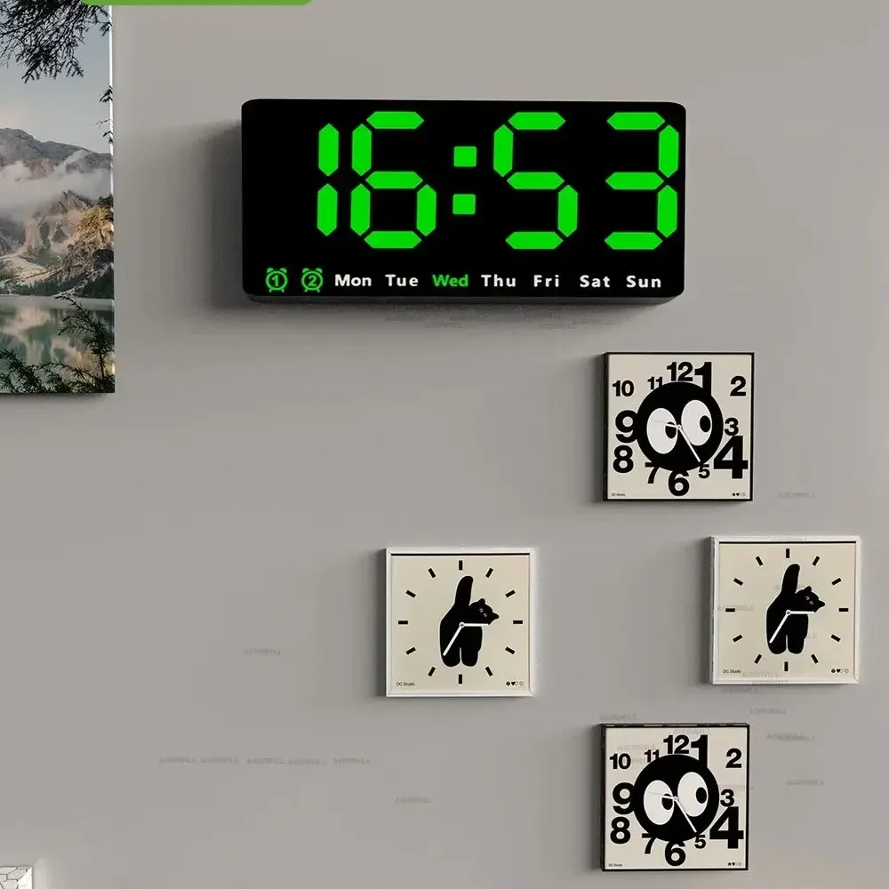 Digital Wall Clock with Large Colorful LED Display, Date, Temperature, and 2 Alarms