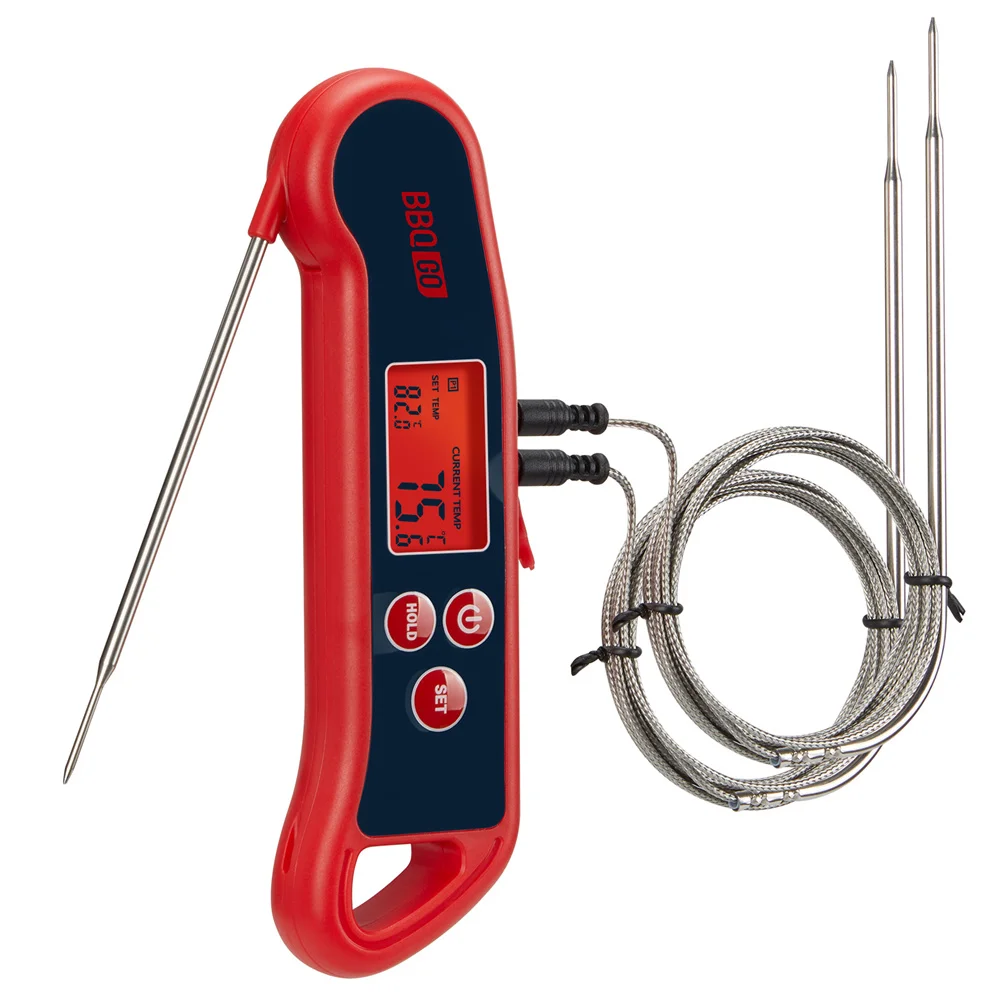 

INKBIRD Digital Meat Thermometer BG-HH2P Instant Read Foldable Smart Food Thermometer Backlight with 2 Detachable Wired Probes
