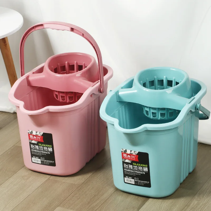 

Nordic Wheeled Mop Bucket, Household Thickened Portable Water Squeezing Bucket, Plastic Hand Pressure Floor Mop Bucket, Gift Cle